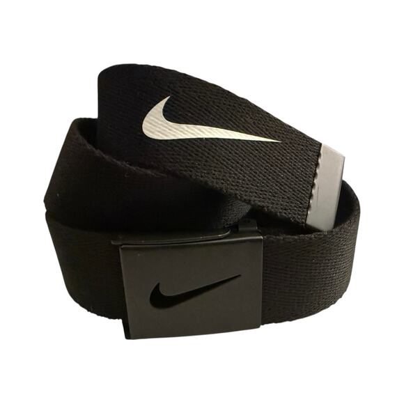 Nike Golf Tech Essential Web Belt Black White Swoosh Adjustable Fits Up To 40” - Picture 1 of 6